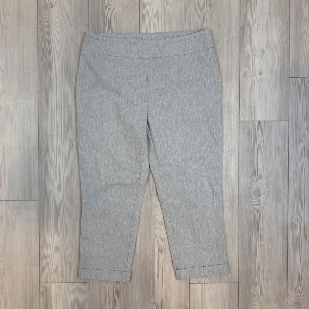 Tribal Womens Grey Pull On Crop Pants Cuffed Stretch Trousers 16 8404T-1827